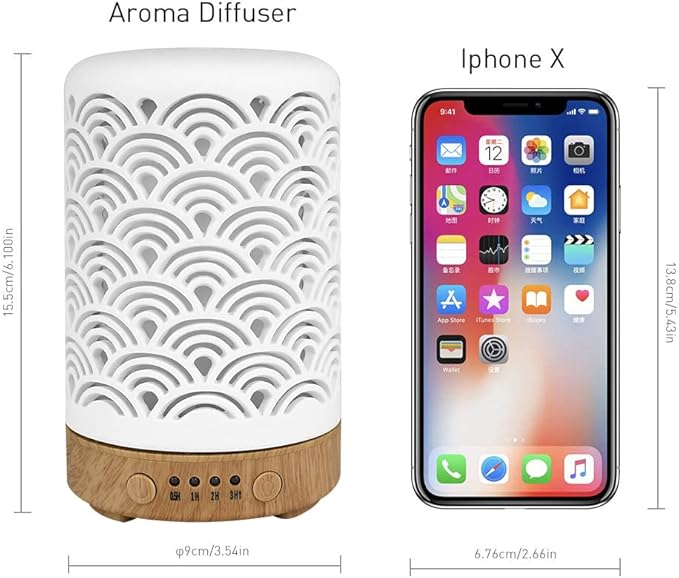 Ceramic Essential Oil Aroma Air Freshener Diffuser, Scent Diffuser Aromatherapy 100ML, Cool Mist with Waterless Auto Ultrasonic Diffusing Cool Mist Humidifier with Timers for Office