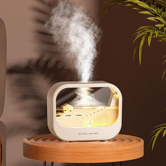 Essential Oil Diffuser, Cute Humidifier with 7 LED Light Colors, Waterless Auto Shut-Off & Timer Setting Cool Mist Humidifier Diffuser for Spa Home Yoga Office Bedroom(Cream)