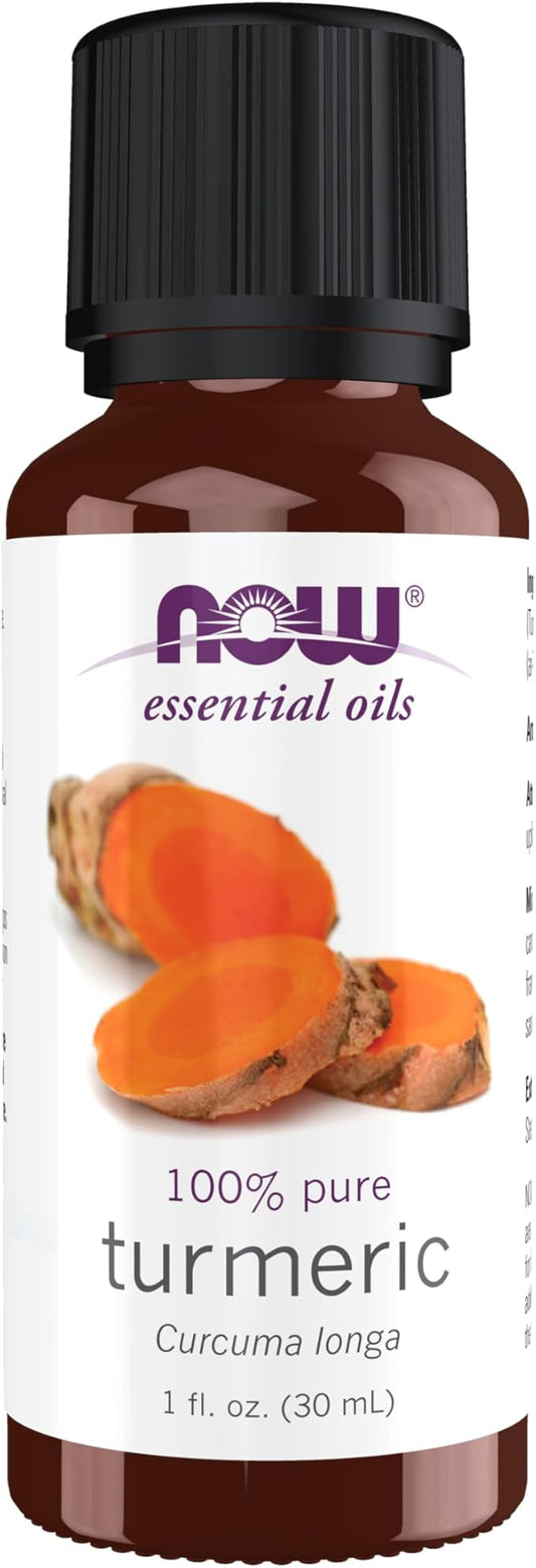 NOW Essential Oils, Turmeric Essential Oil, Soothing, Uplifting, Balancing, 100% Pure, Child-Resistant Cap, 1-Ounce