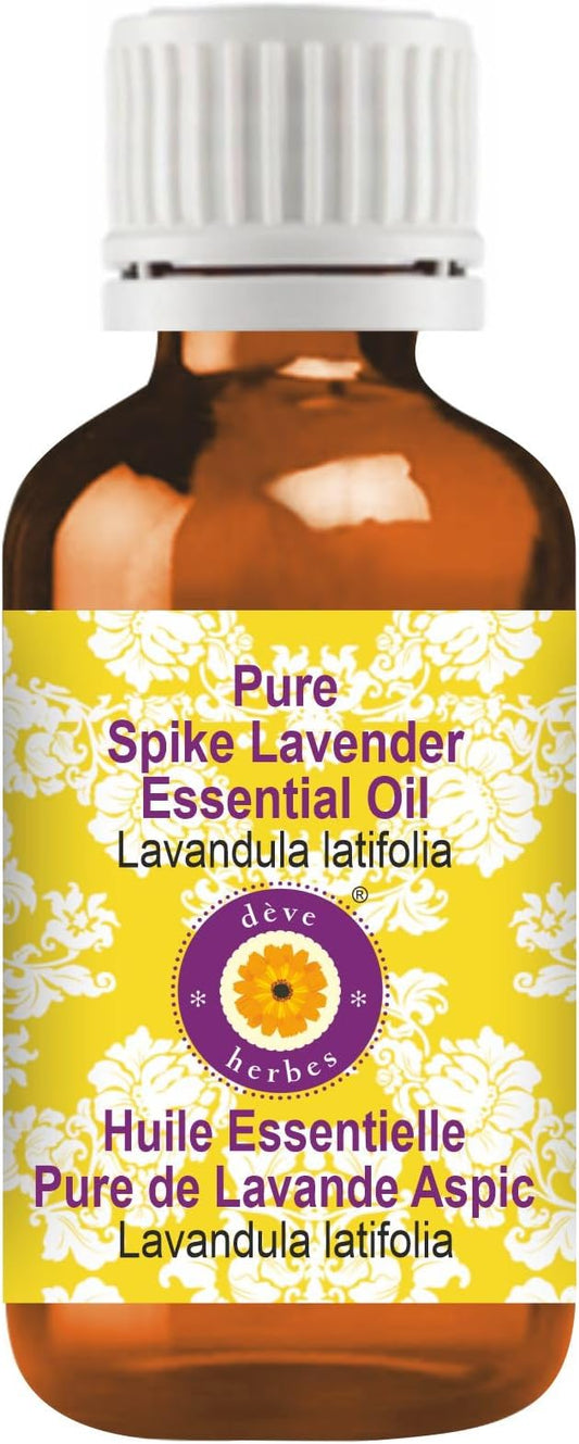 Deve Herbes Pure Spike Lavender Essential Oil (Lavandula latifolia) Steam Distilled 10ml (0.33 oz)