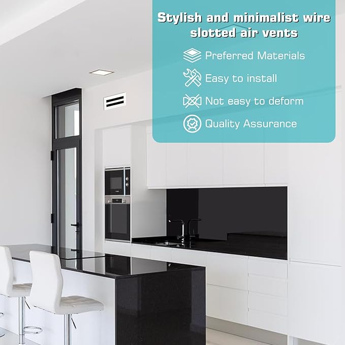 10x4 Modern AC Vent Cover, Decorative White Air Vent (Duct Opening Cutout), All Aluminium Standard Linear Slot Diffuser, Low Noise - Register Grille for Ceiling, Walls & Floors