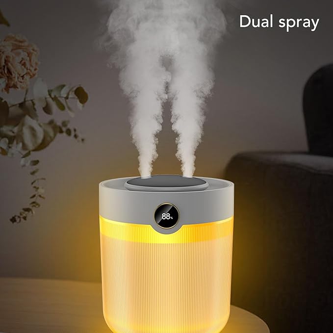 ASHATA 2000ML Dual Mist Top Fill Humidifier & Essential Oil Diffuser with Color LED Lights, 2 Spray Modes, Quiet Cool Mist Humidifiers for Bedroom Office Home