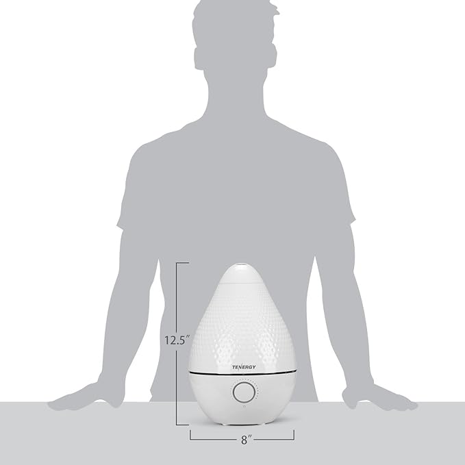 Tenergy Pluvi Ultrasonic Cool Mist Humidifier Advanced Mist Generator Essential Oil Diffuser, 360°Adjustable Mist Outlet, Auto-Shut Off Easy to Clean, 2.5L Quiet Humidifier