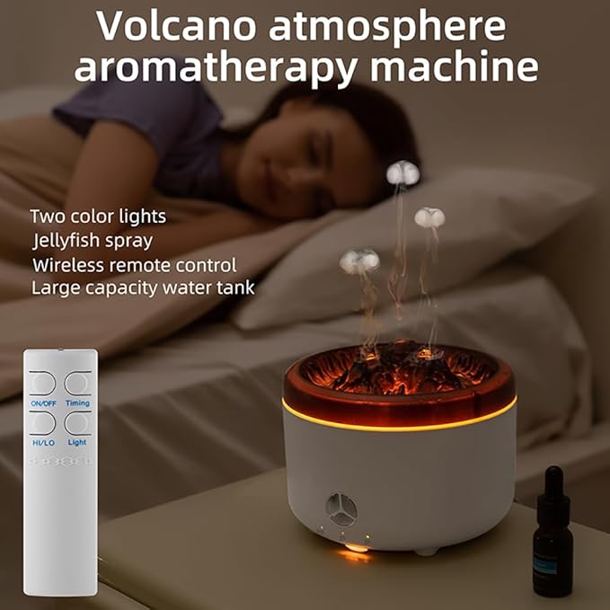 500ML Volcano Flame Diffuser,Essential Oil Diffusers for Home,Decorative Bedroom Aromatherapy Scent Air Diffuser Ultrasonic Aroma Defusers（Black）