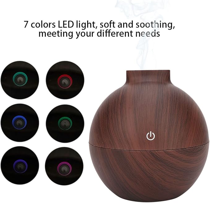 ZJchao 130ml Essential Oil Diffuser, USB Mini Office Desktop Humidifier, Ultrasonic Aromatherapy Diffuser for Bedroom, Yoga, SPA (Deep Wood Grain)