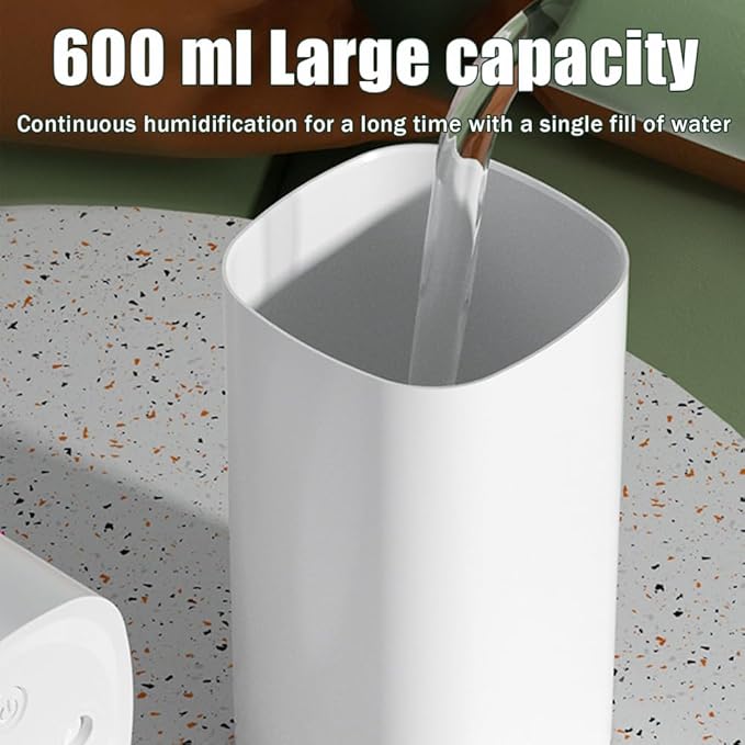 Small Humidifier, 600ML Dual Channel Mist Humidifiers, Auto Shut Off Portable Diffuser for Bedroom Office