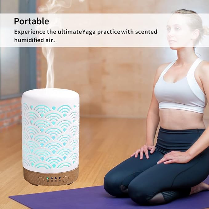 Ceramic Essential Oil Aroma Air Freshener Diffuser, Scent Diffuser Aromatherapy 100ML, Cool Mist with Waterless Auto Ultrasonic Diffusing Cool Mist Humidifier with Timers for Office