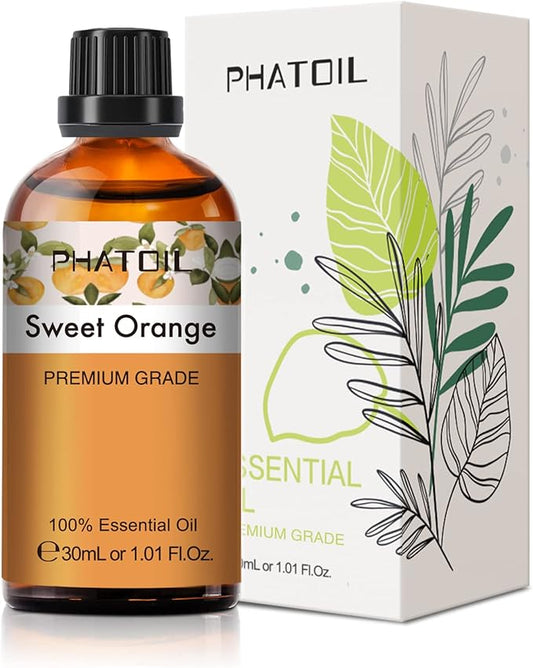 PHATOIL 30ML Sweet Orange Essential Oil, for Aromatherapy Diffusers, Humidifiers, Great for DIY Candle and Soap Making