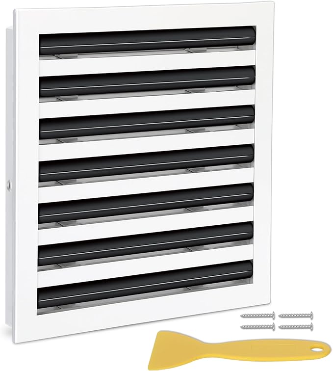 14x14 Modern AC Vent Cover, Decorative White Air Vent (Duct Opening Cutout), All Aluminium Standard Linear Slot Diffuser, Low Noise - Register Grille for Ceiling, Walls & Floors