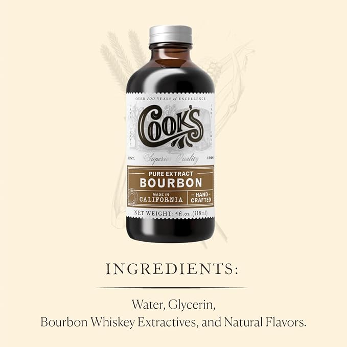 Cook's, Bourbon Extract Distilled From a Great American Bourbon, for Cookies, Cakes, Sauces, 128 Ounces (1 Gallon)