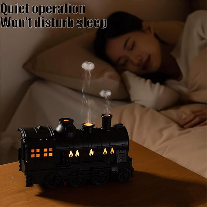 300ml Train Diffuser, Vintage Steam Train Aromatherapy Essential Oil Diffuser with Dual-Color LED Light, Quiet Aromas Diffuser with Cool Mist Modes &Smart Remote for Rooms,Bedrooms, Desks (Copper)