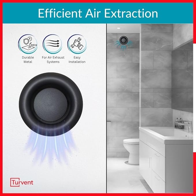 4 inch Black/Anthracite Metal Diffuser - Adjustable Vent for Wall - Ceiling Duct Cover - Exhaust Air Valve - Round Ventilation Covers for Bathroom Kitchen Garage