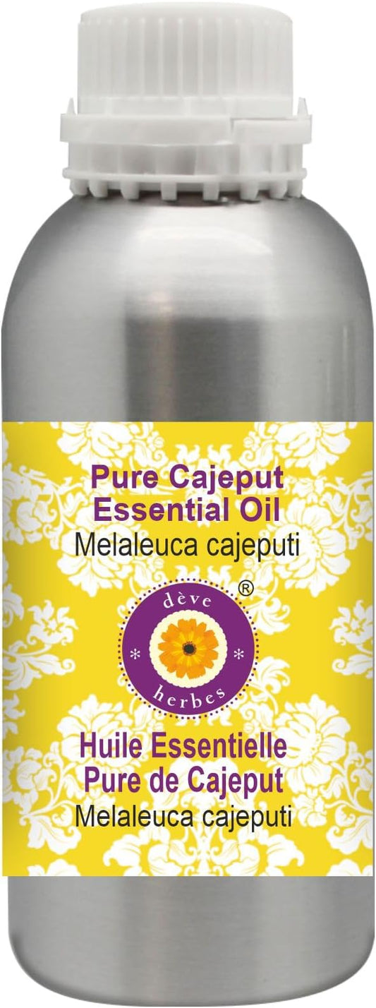 Deve Herbes Pure Cajeput Essential Oil (Melaleuca cajeputi) Steam Distilled 300ml (10 oz)