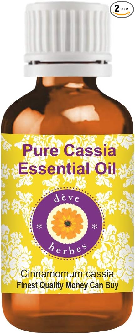 dève herbes Cassia Essential Oil (Cinnamomum Cassia) Pure | Non-Sticky | Non-Greasy | Lightweight | Men & Women | All Skin Types | Steam Distilled 30ml X 2 (2 oz)