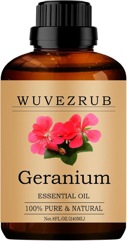 Geranium Essential Oils, 240ML Pure and Natural Essential Oil for Aromatherapy Diffuser - Geranium /8 Fl Oz