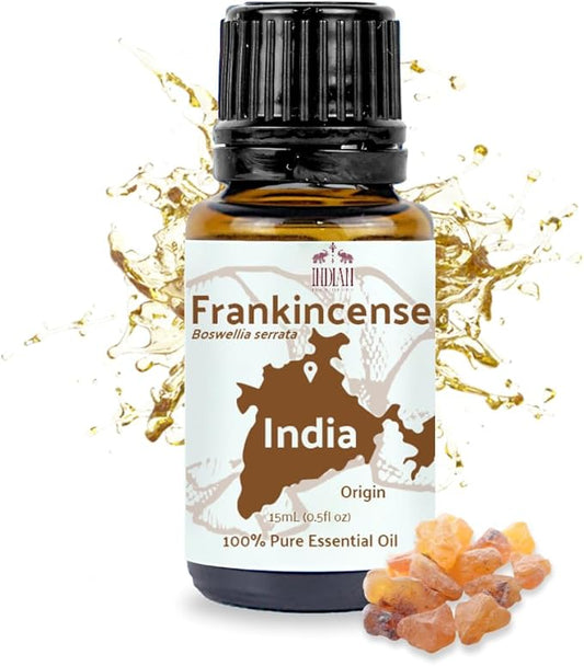 Frankincense Essential Oil - Direct from Madhya Pradesh, India - Pure Essential Oil for Diffusers and Aromatherapy | 100% Pure Therapeutic Grade Natural Aceite de Incienso (15ml)