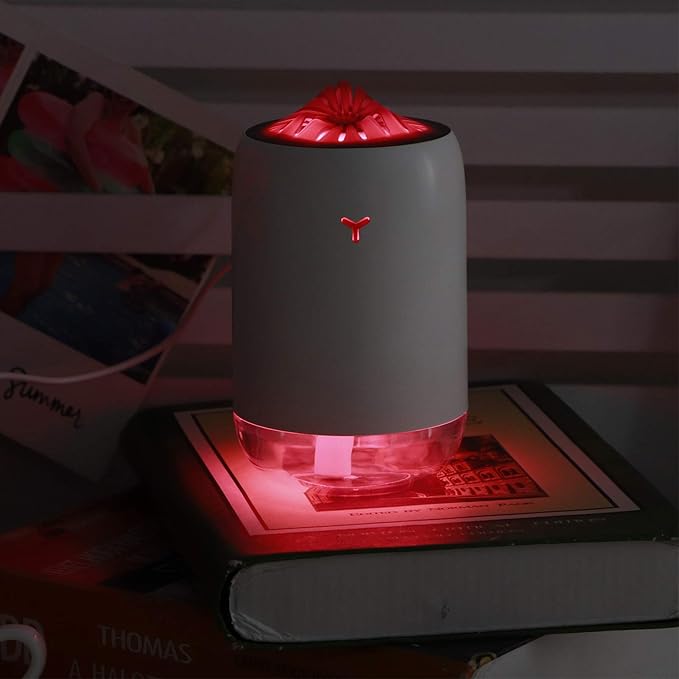 260ml USB Desktop Humidifier, Mini Air Diffuser with Night Light, Quiet Mist Humidifier for Home Office, One - Button Dual Mist Mode, Leak - Proof Design (White)