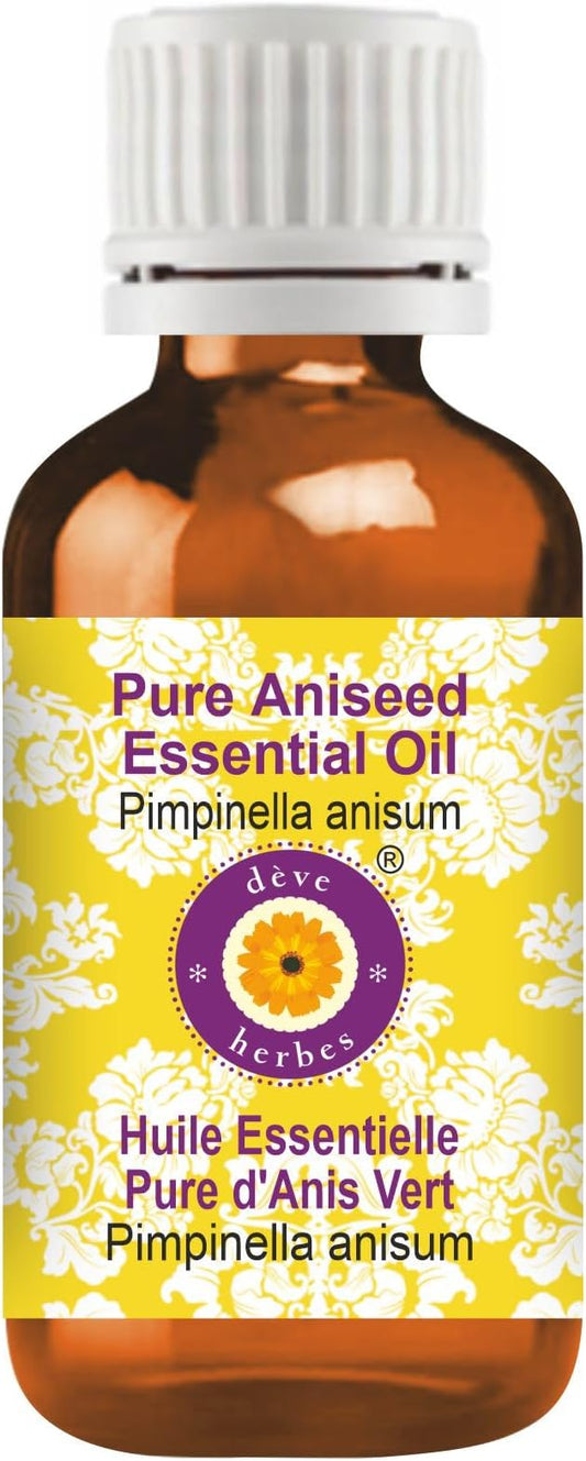 dève herbes Aniseed Essential Oil (Pimpinella anisum) Pure | Non-Sticky | Non-Greasy | Lightweight | Men & Women | All Skin Types | Steam Distilled 30ml (1 oz)