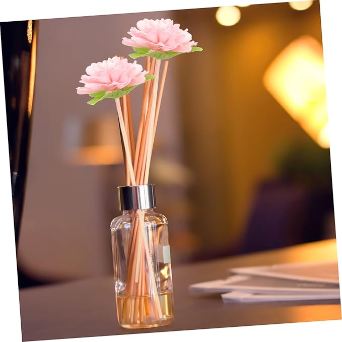DECHOUS 5pcs Natural Rattan Aroma Diffuser Sticks with Flower Top for Essential Oil Diffusion Fragrance and Home Decor Suitable for Vases and Aromatherapy Bottles