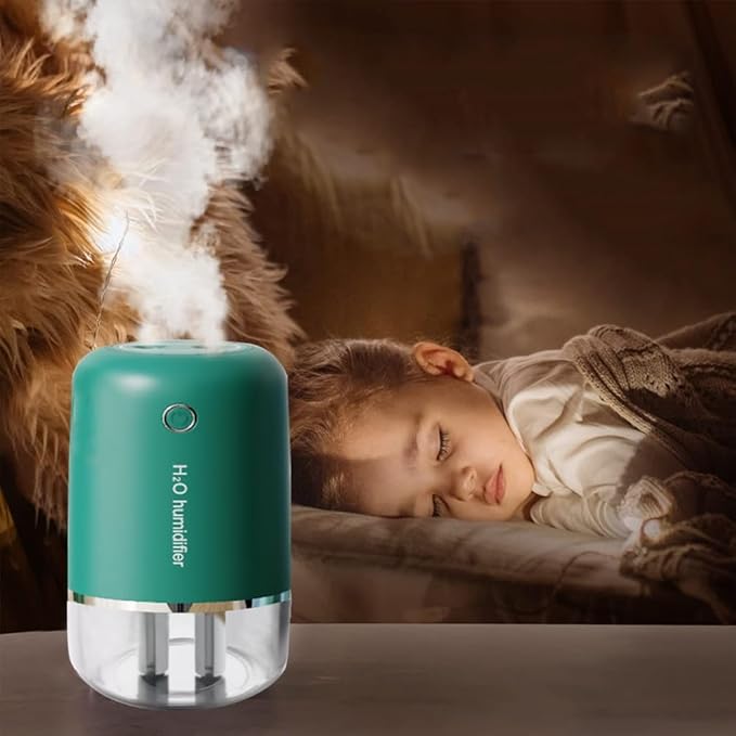 Cool Mist Humidifiers USB Desktop Humidifier with Night Light with 3 Mist Modes Low Energy Home Easy to Clean,for & Essential Oil Diffuser 360 Rotation Nozzle(Retro Green)