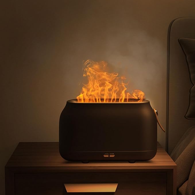 Topyond Flame Diffuser Essential Oil Diffuser Aromatherapy Humidifier, USB Powered Fireplace Humidifier for Home Office Yoga, Low Noise
