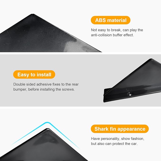 Augeny 4PCS Car Rear Lower Bumper Wing Lip Diffuser, Anti-Crash Straight Auto Shark Fin Spoiler Protector with Screws, Universal Rear Bumper Lip Diffuser Kit for Car SUV Truck (Straight/Black)