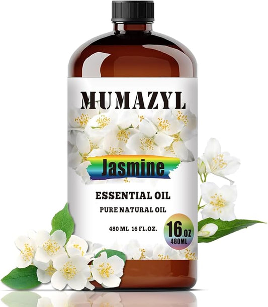Jasmine Essential Oil, Jasmine Oil 16 Fl Oz 480ML for Diffuser Humidifier Yoga Cleaning DIY Candle Soap Making MUMAZYL Essential Oils