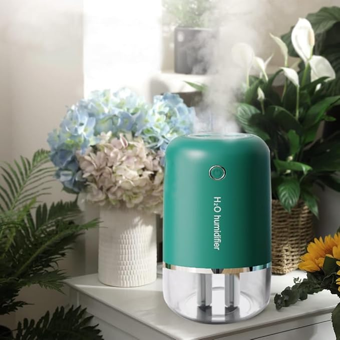 Cool Mist Humidifiers USB Desktop Humidifier with Night Light with 3 Mist Modes Low Energy Home Easy to Clean,for & Essential Oil Diffuser 360 Rotation Nozzle(Retro Green)