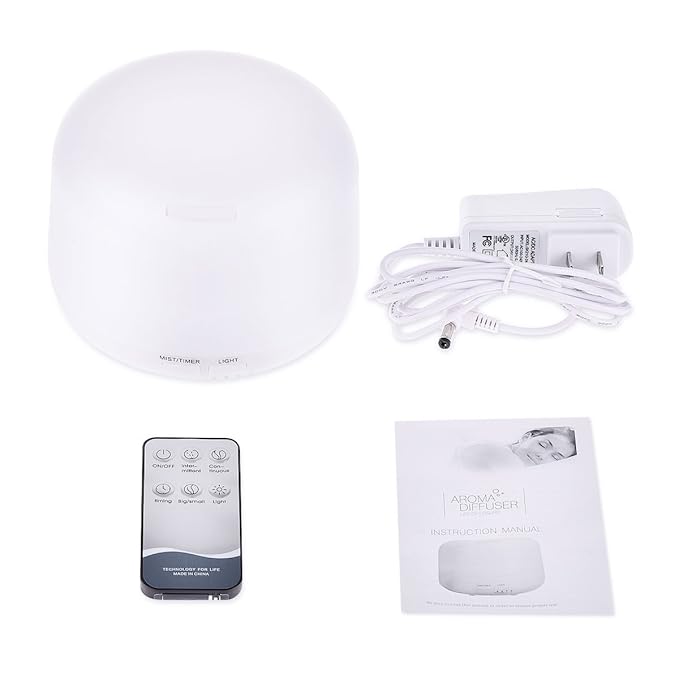BERZ 300ml Aroma Essential Oil Diffuser Ultrasonic Air Humidifier with AUTO Shut off and 6-7 HOURS Continuous Diffusing - 7 Color Changing LED Lights and 4 Timer Settings