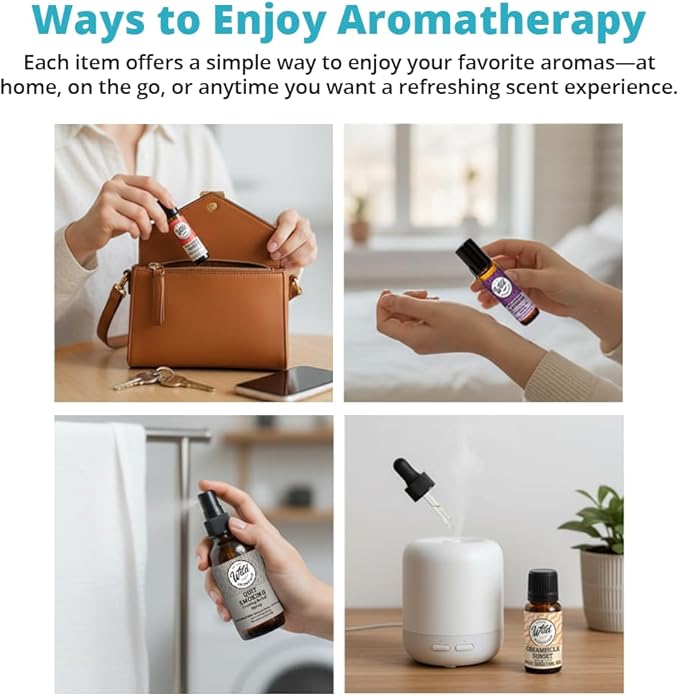 Wild Essentials Sugar Me Sweet Essential Oil Aromatherapy Bundle – Pink Grapefruit, Ylang Ylang & Vanilla – Essential Oil, Roll-On, Spray & Inhaler – Uplifting Mood Boost Blend