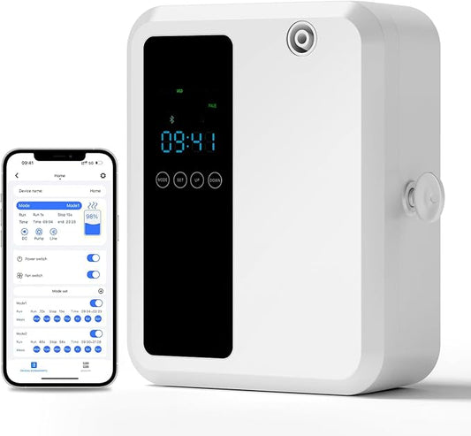 Hotel Scent Diffuser for Large Room, 500ml Smart Waterless Oil Diffuser, Whole House Air Fragrance Machine with LED Display, White