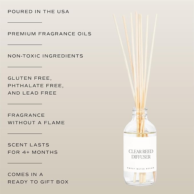 Sweet Water Decor Pumpkin Spice Reed Diffuser Set - Pumpkin, Cloves, Cinnamon, and Vanilla Fall Scented Diffusers - Scent Diffusers for Home, Long Lasting Fragrance, Made in the USA