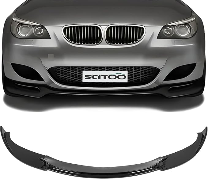 SCITOO Plastic Front Lip Spoiler Fits for 2006-2010 for BMW E60 M5 Glossy Black Front Bumper Lip