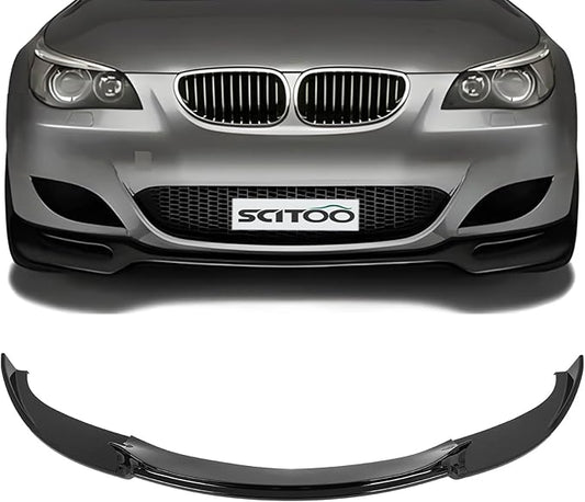 SCITOO Plastic Front Lip Spoiler Fits for 2006-2010 for BMW E60 M5 Glossy Black Front Bumper Lip