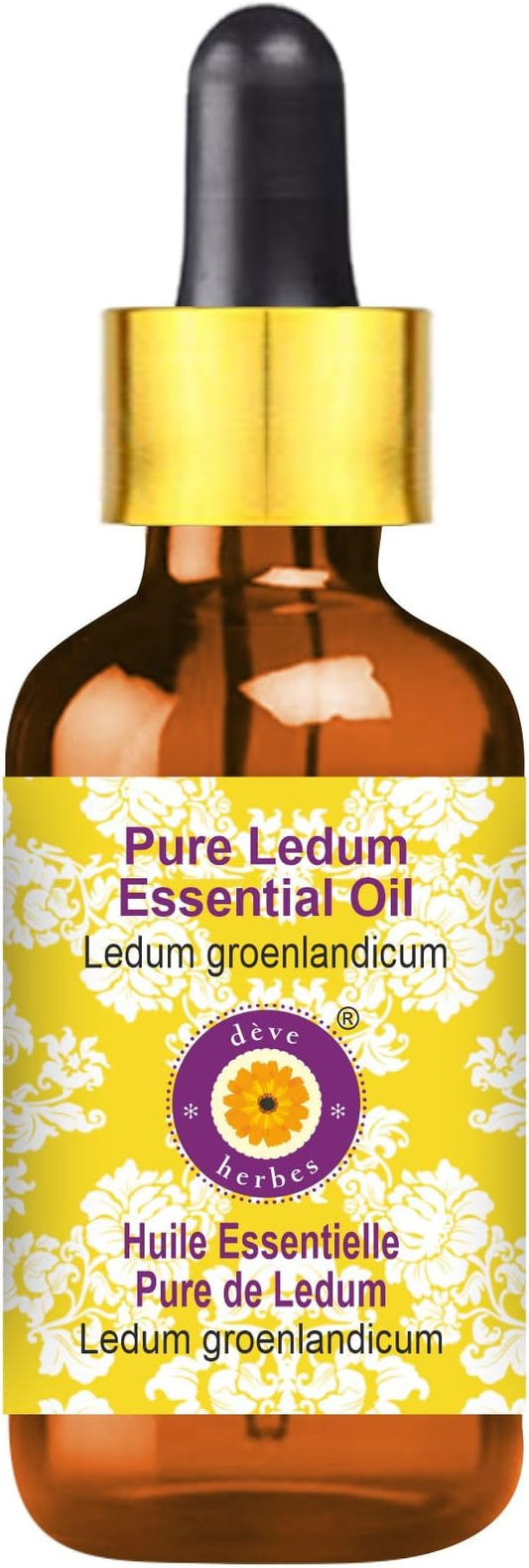 dève herbes Ledum Essential Oil (Ledum groenlandicum) with Glass Dropper | Pure | Non-Sticky | Non-Greasy | Lightweight | Men & Women | All Skin Types | Steam Distilled 10ml (0.33 oz)