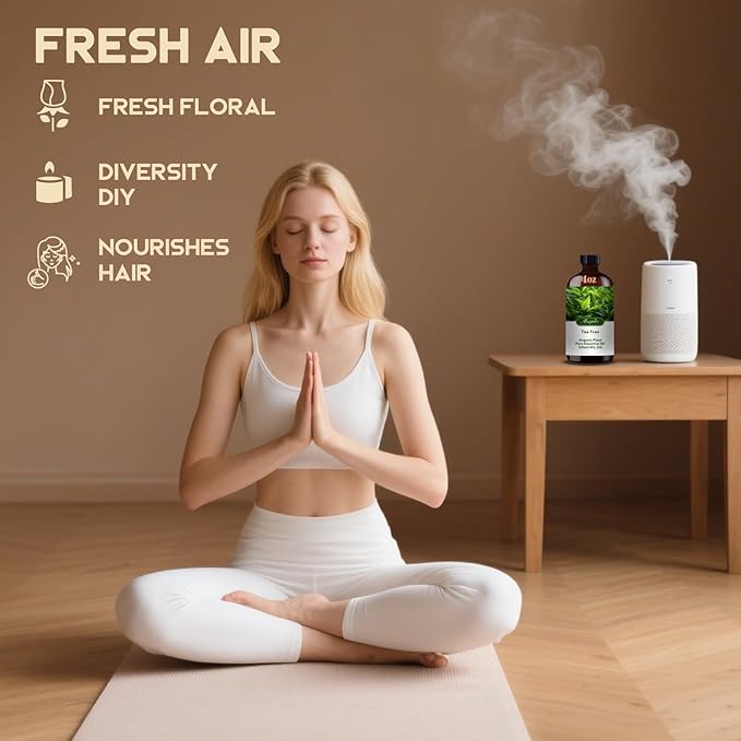 Tea Tree Essential Oil – MLYNKL Tea Tree Oils 4.33 fl oz for Diffusers, Humidifiers, Massage, DIY Candles, Soap, Cleaning, Home, Yoga, Office, Gifts - 130 ml