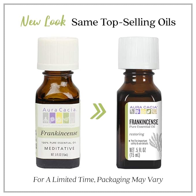 Aura Cacia Essential Oil, Meditative Frankincense, 0.5 Fluid Ounce, Packaging May Vary