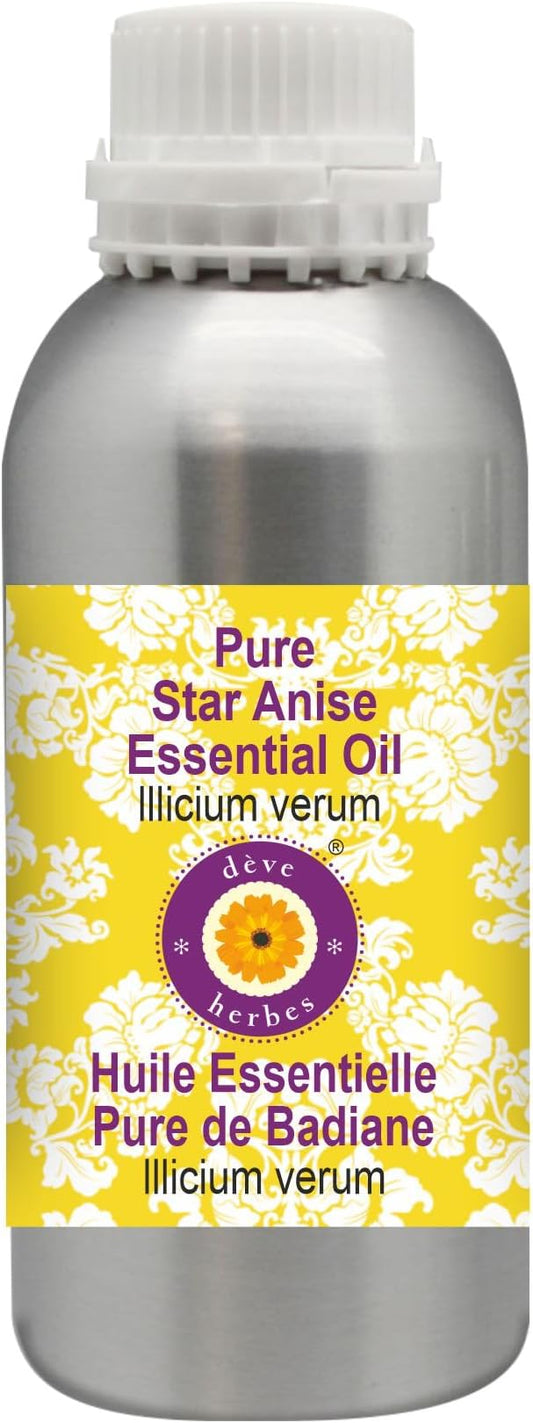 Deve Herbes Pure Star Anise Essential Oil (lllicium verum) Steam Distilled 630ml (21 oz)