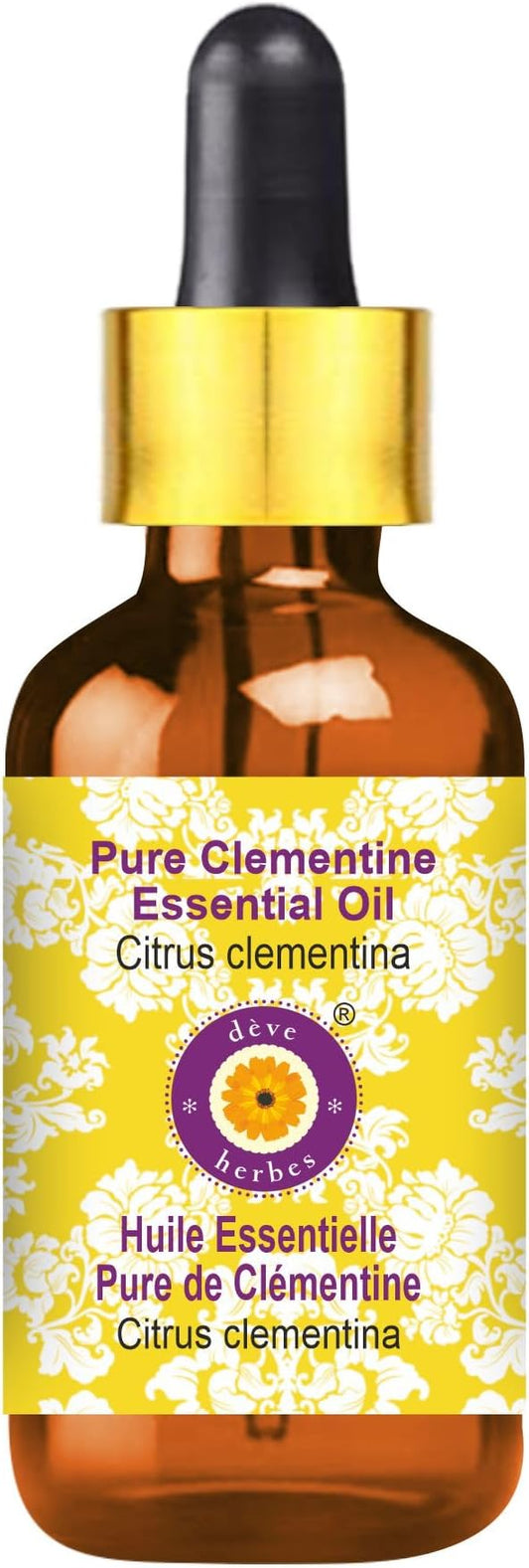 Deve Herbes Pure Clementine Essential Oil (Citrus Clementina) with Glass Dropper Steam Distilled 5ml (0.16 oz)