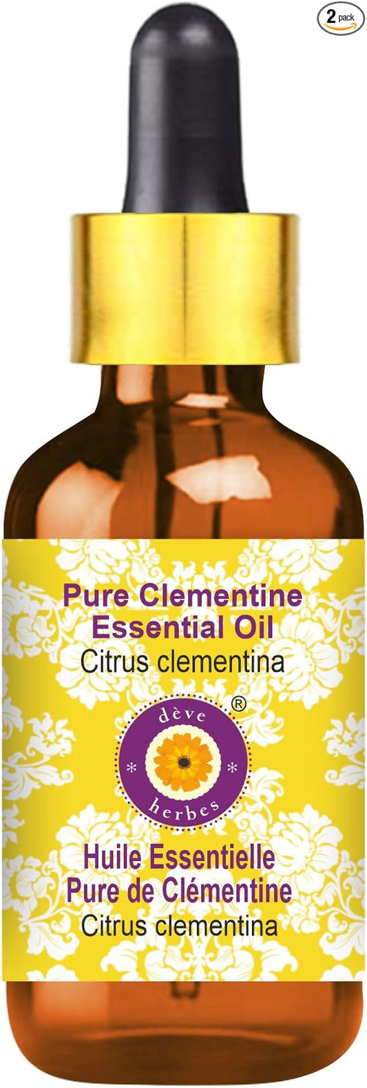 Deve Herbes Pure Clementine Essential Oil (Citrus Clementina) with Glass Dropper Steam Distilled 50ml (1.69 oz)