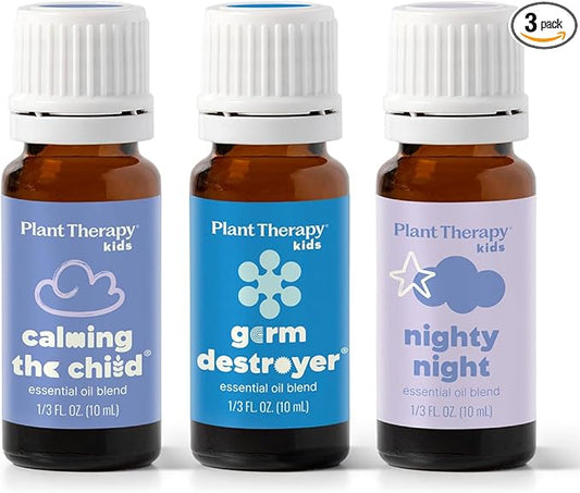 Plant Therapy Kids The Essentials Blend Set, 10 mL (1/3 oz) Each, Made with 100% Pure, Undiluted Essential Oils, KidSafe Essential Oils for Calming, Sleep, and Immune Support