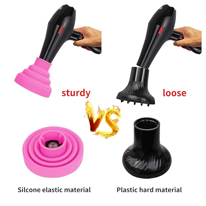 Universal Collapsible Hair Dryer Diffuser Attachment- Salon Grade Tool,Lightweight Foldable Portable Travel Folding Design Fit Most of Blow Dryers-PinkPink