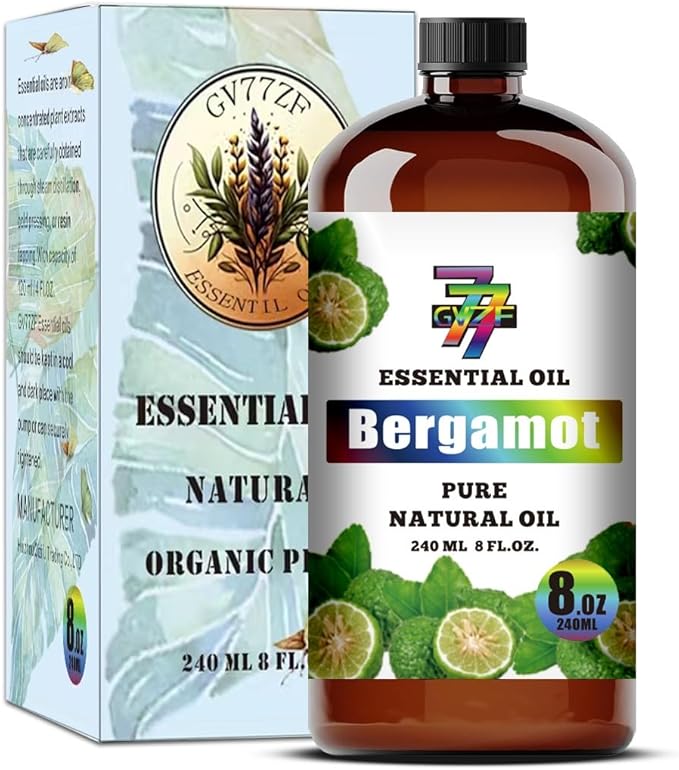Bergamot Essential Oil - GV77ZF Bergamot Oils for Diffusers, Humidifiers, DIY Candles, Soap, Cleaning, Home, Office, Yoga, Massage, Gifts - 8 fl oz (240 ml)