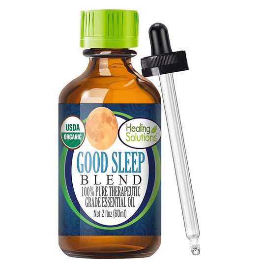 Healing Solutions 2 oz Sleep Essential Oil for Diffuser, Relaxation, Organic, Pure, Undiluted - Dream Essential Blend, 60 ml Sleep Aid - Organic Diffuser Oil