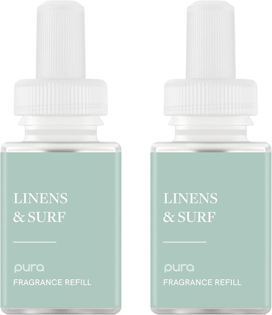 Pura Smart Home Scent Refill - Long-Lasting Premium Fragrance per Refill - Clean Diffuser Fragrance for Home, Office & Apartment - 2 Pack, Linens & Surf