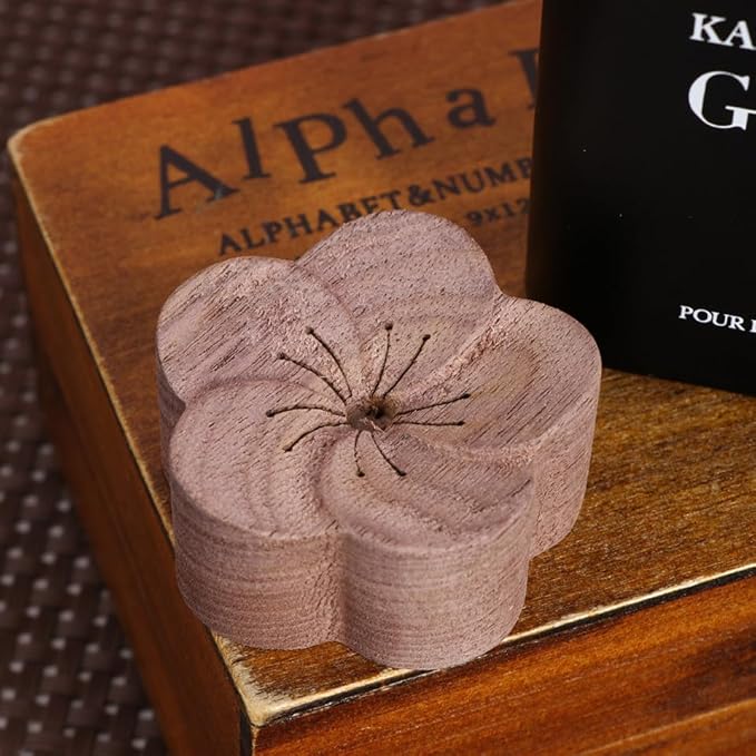 Aromatherapy Wood Diffuser Essential Oil Diffused Walnut Wood Aroma Diffuser for Home Office Bedroom Sleep Plum Blossom Design