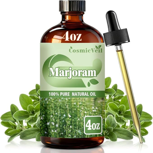 Marjoram Essential Oil Marjoram Oil for Aroma Diffuser,Humidifier,Home Fragrance,Cleaning,Body Care,Massage,Yoga,DIY Candle,DIY Soap CosmicVeil（Marjoram，4 Fl Oz (Pack of 1)）