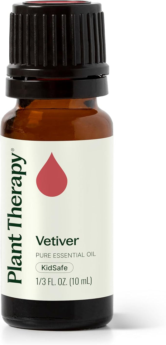 Plant Therapy Vetiver Essential Oil, 10 mL (1/3 oz), 100% Pure and Undiluted, Great for Essential Oil Diffusers and DIY Skincare