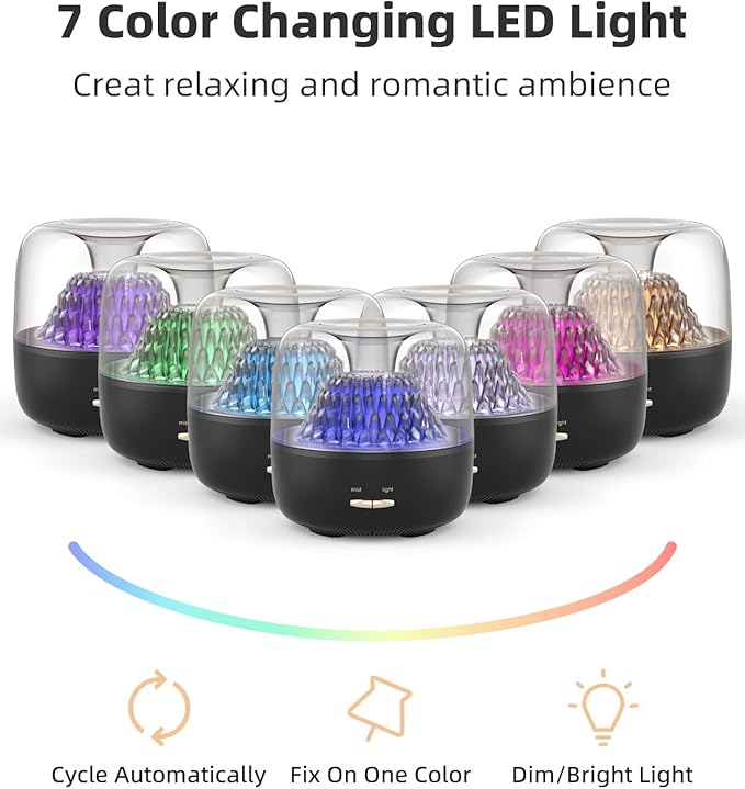 Small Essential Oil Diffuser for Home, Stylish Volcano Mountain View & Colorful Lighting, Aromatherapy Aroma Diffusers, Small Size for Personal Office Desk Bedroom Bathroom