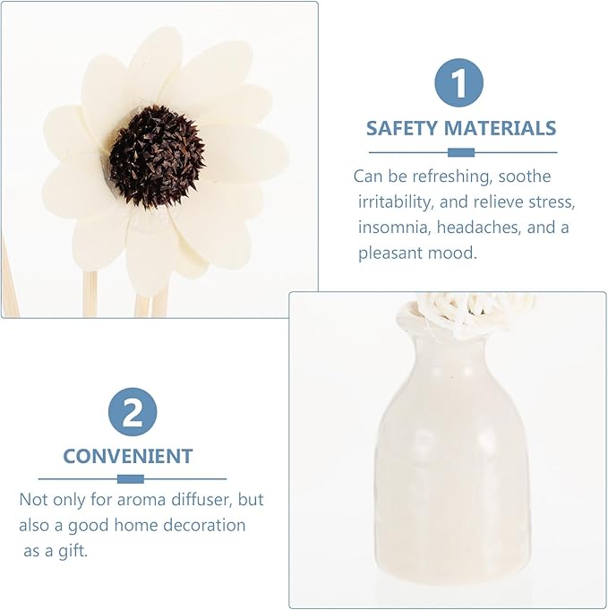 PRETYZOOM Rattan Reed Diffuser Set with Ceramic Vase, Lavender Essential Oil Aroma Diffuser for Home Air Purification and Toilet Aromatherapy, Fireless Fragrance Sticks for Indoor Relaxation